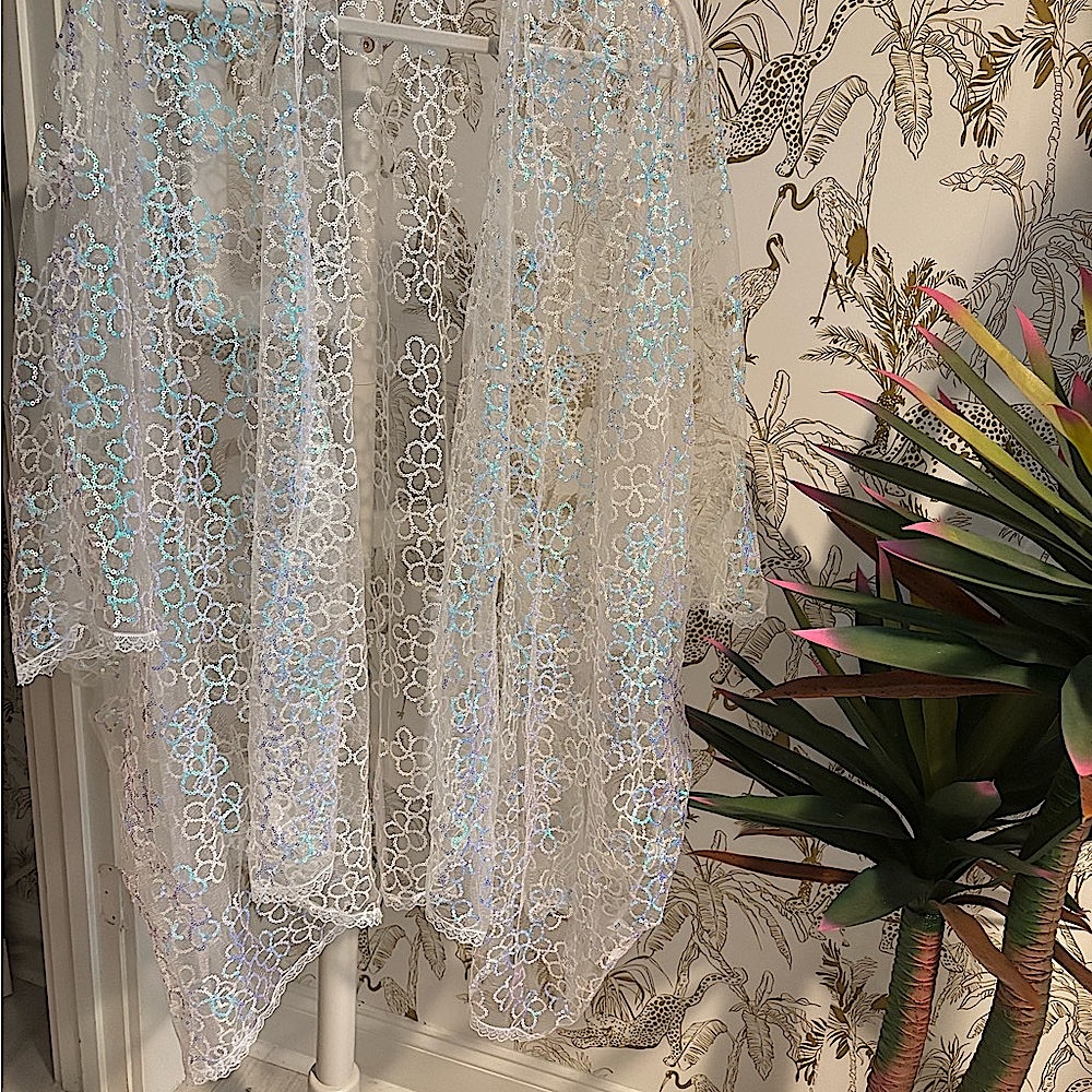 White Floral Lace Kimono
